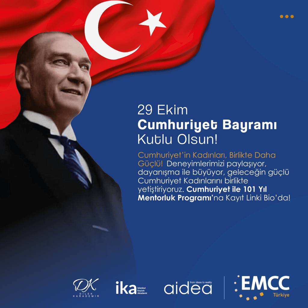 Cumhuriyet’in Kadınları, Birlikte Daha Güçlü!Cumhuriyet ile 101 Yıl Mentorluk Programı ile kendi alanlarında başarılı mentor kadınlar, kariyer ve kişisel gelişim yolculuklarında genç kadınlara rehberlik edecek. Bilgi ve deneyimleri paylaşarak daha aydınlık bir gelecek için dayanışmanın gücünü birlikte hissediyoruz!Program Detayları:
Başlangıç: 28 Ekim 2024
Son Başvuru: 15 Kasım 2024
Değerlendirme: 17 Kasım 2024 Başlangıç değerlendirmesiyle katılımcılar hedeflerini netleştirecek.
Mentorluk Seansları: Toplam 3 birebir görüşme ile kariyer, kişisel gelişim ve liderlik alanlarında rehberlik.
Program Bitişi: 5 Mart 2025Mentorluk Konuları:
• Kariyer Gelişimi
• Kişisel Gelişim
• İş-Sosyal Yaşam Dengesi
• Finans/Bütçe Yönetimi
• Network Geliştirme
• Yöneticilik/Liderlik BecerileriSınırlı sayıda katılımcıyla gerçekleştireceğimiz bu anlamlı yolculukta siz de yerinizi almak için hemen başvurun ve kadın dayanışmasının bir parçası olun!