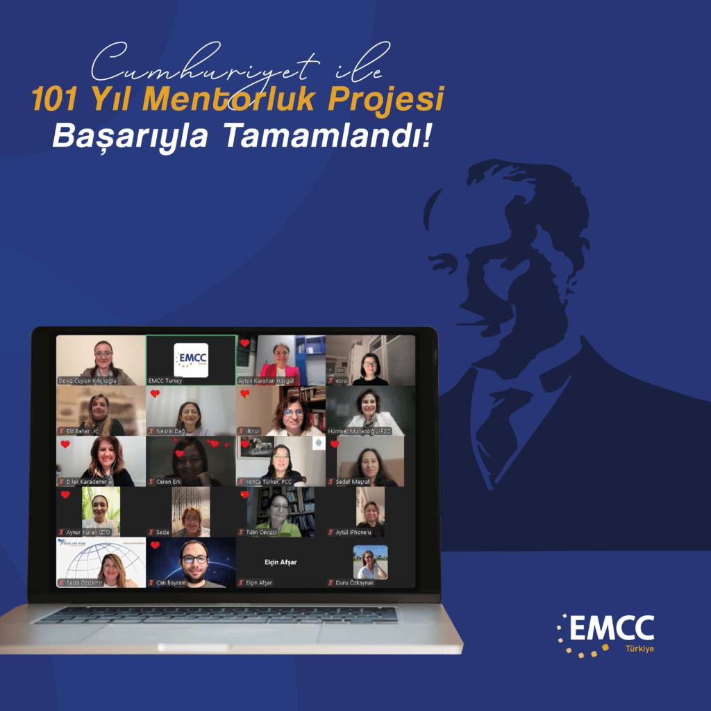 🌟 Cumhuriyet ile 101 Yıl Mentorluk Projesi Başarıyla Tamamlandı! 💜✨EMCC Türkiye olarak başlattığımız Cumhuriyet ile 101 Yıl Mentorluk Projesi, dün gerçekleşen kapanış webinarı ile sona erdi.Ayten Karahan Hasgül, Dilek Karademir ve Hürriyet Munanoğlu koordinatörlüğünde yürütülen bu anlamlı projede, 25 mentor ve 25 mentee, 3 ay boyunca bilgi, deneyim ve ilham dolu paylaşımlar gerçekleştirdi.Kapanış webinarımızın özel konuğu, Deniz Ceylan Kılıçoğlu, 