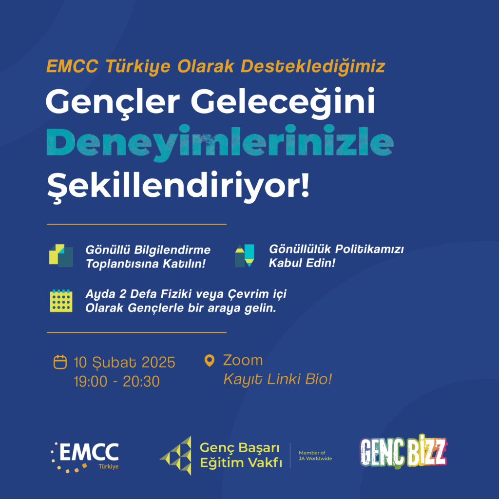 EMCC Türkiye olarak desteklediğimiz,
GençBizz Lise Girişimcilik Programı ile liseli gençler, bir eğitim öğretim yılı süresince kendi girişimlerini kurarak iş dünyasına adım atıyorlar!
Siz de bu heyecan verici yolculukta gençlere rehberlik etmek, deneyim paylaşmak ve onların kariyer yolculuklarını şekillendirmek ister misiniz?
Genç başarı gönüllü mentoru olarak aramıza katılın!📅 Tarih: 10 Şubat 2025 Pazartesi
⏰ Saat: 19.00- 20.30
🔗 Kayıt Linki Bioda!